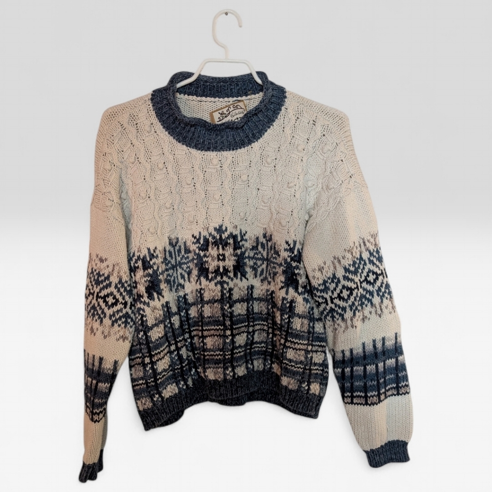 Vintage Heirloom Collectibles Cable Knit Fair Isle Sweater